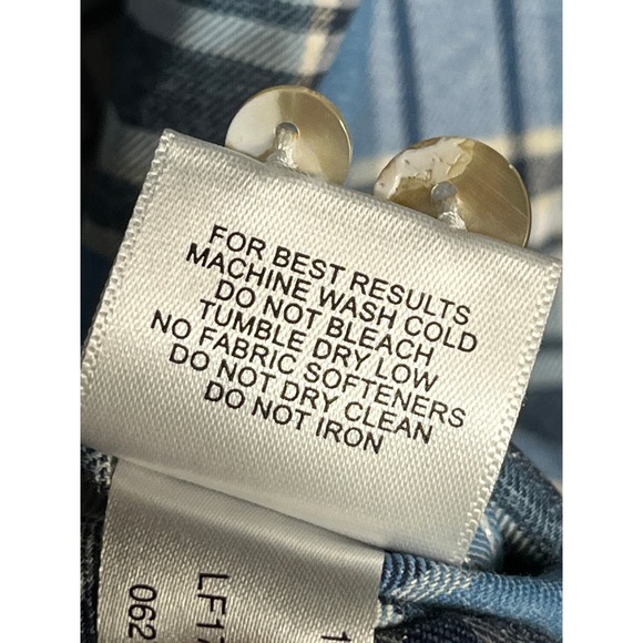 Peter Millar Button Up Long Sleeve Shirt Blue Gray White Plaid Mens Size Medium - Picture 10 of 11